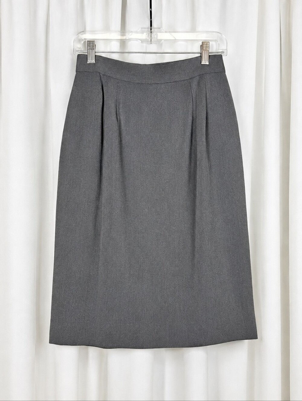 Vintage Bill Burns NY Graphite Gray Wool Silk Pleated A-line Career Wear Skirt